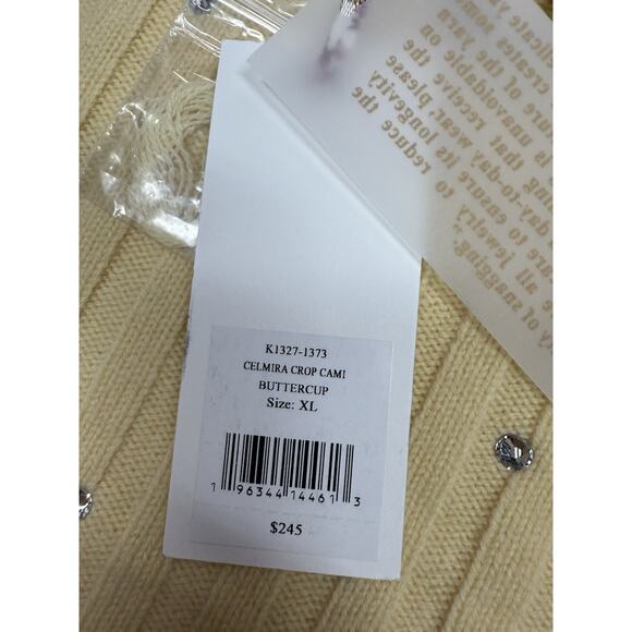 Loveshackfancy Celmira Cashmere Wool Rhinestone Rib Knit Crop Top XL - Picture 8 of 9